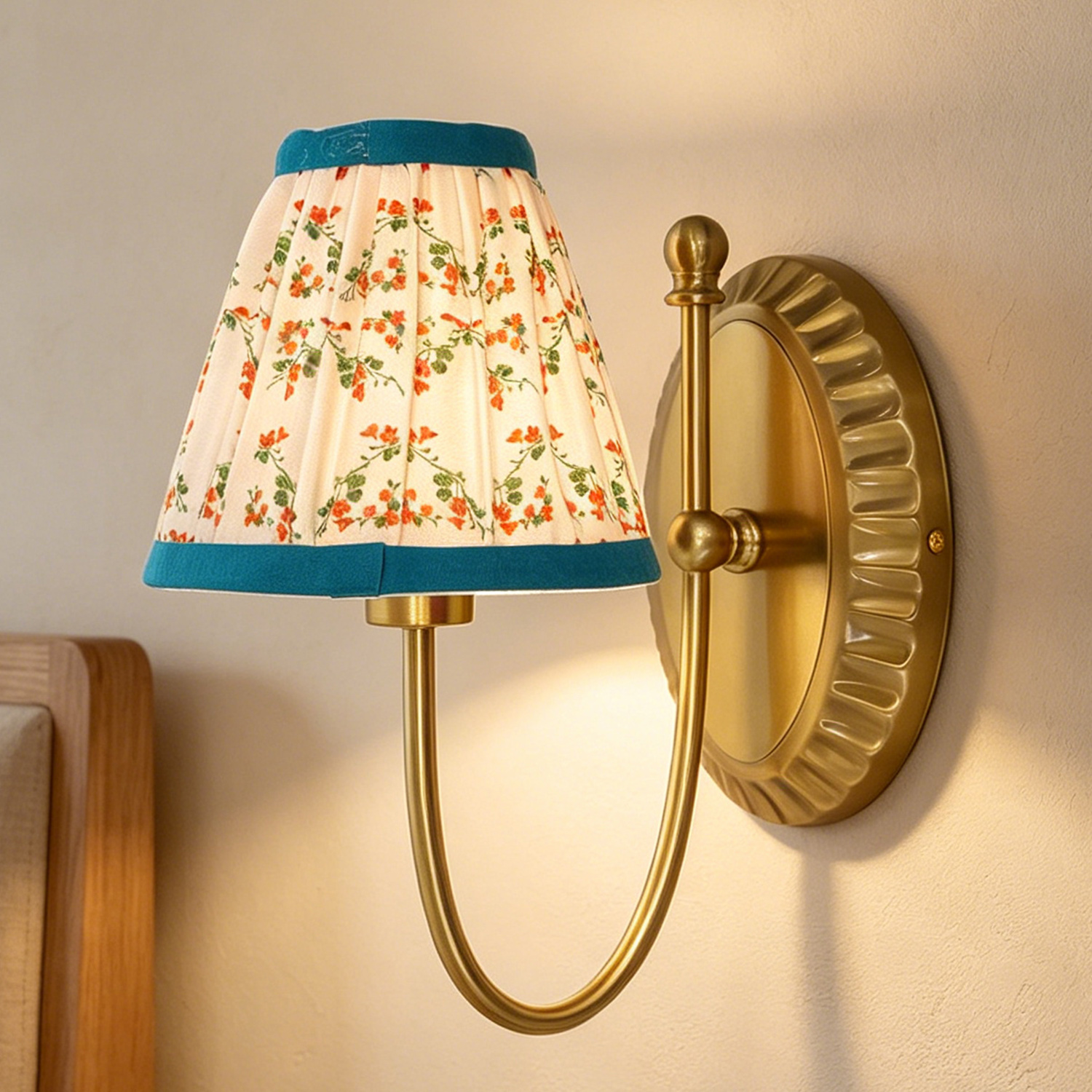 Vintage Printed Cotton Cone Wall Sconce, Country Wall Lamp for Bedroom, Living Room, Enterway - Image 16