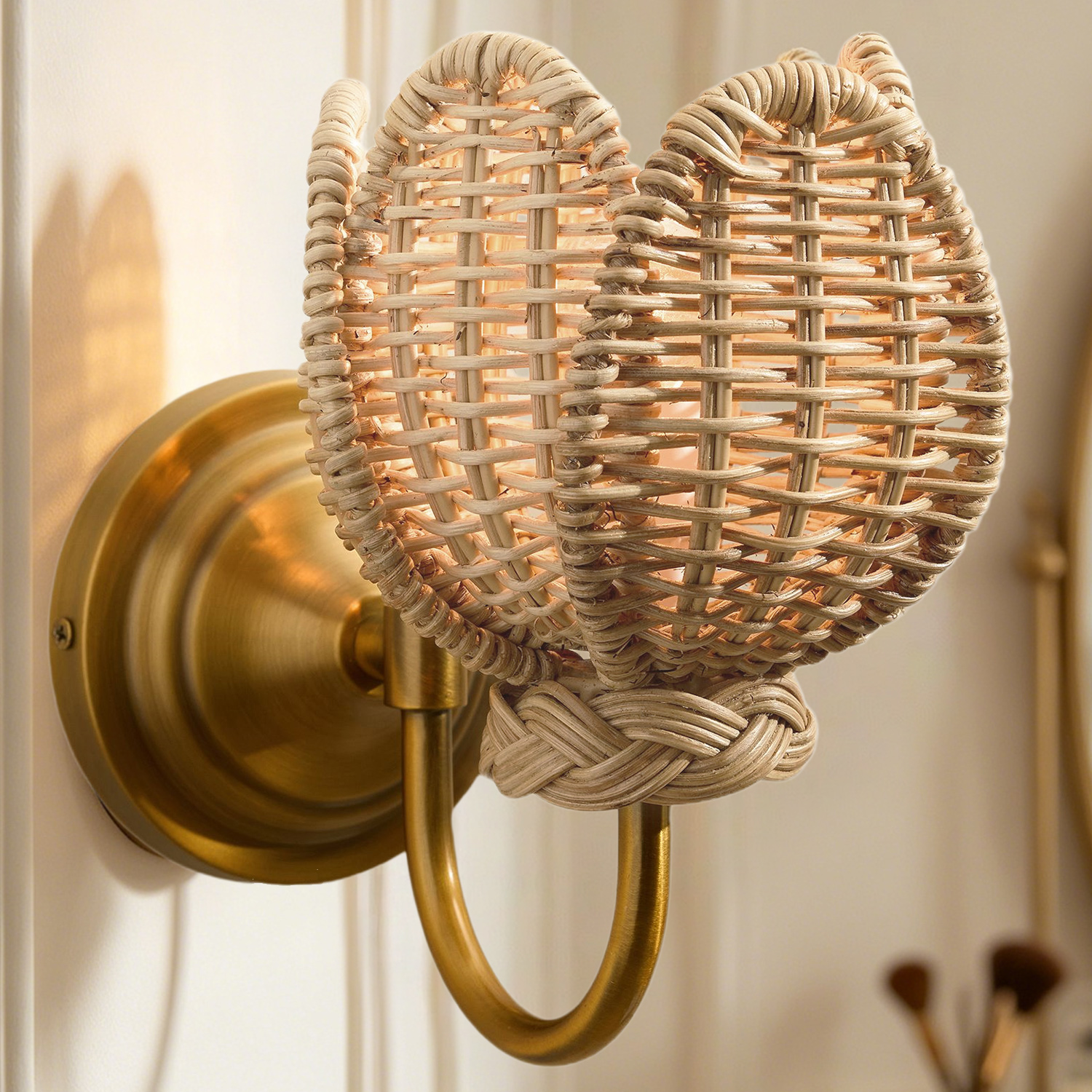 Tulip Rattan Sconce,Flower Weaved Sconce, Country Wall Lamp for Living Room, Bedroom, Entryway - Image 19