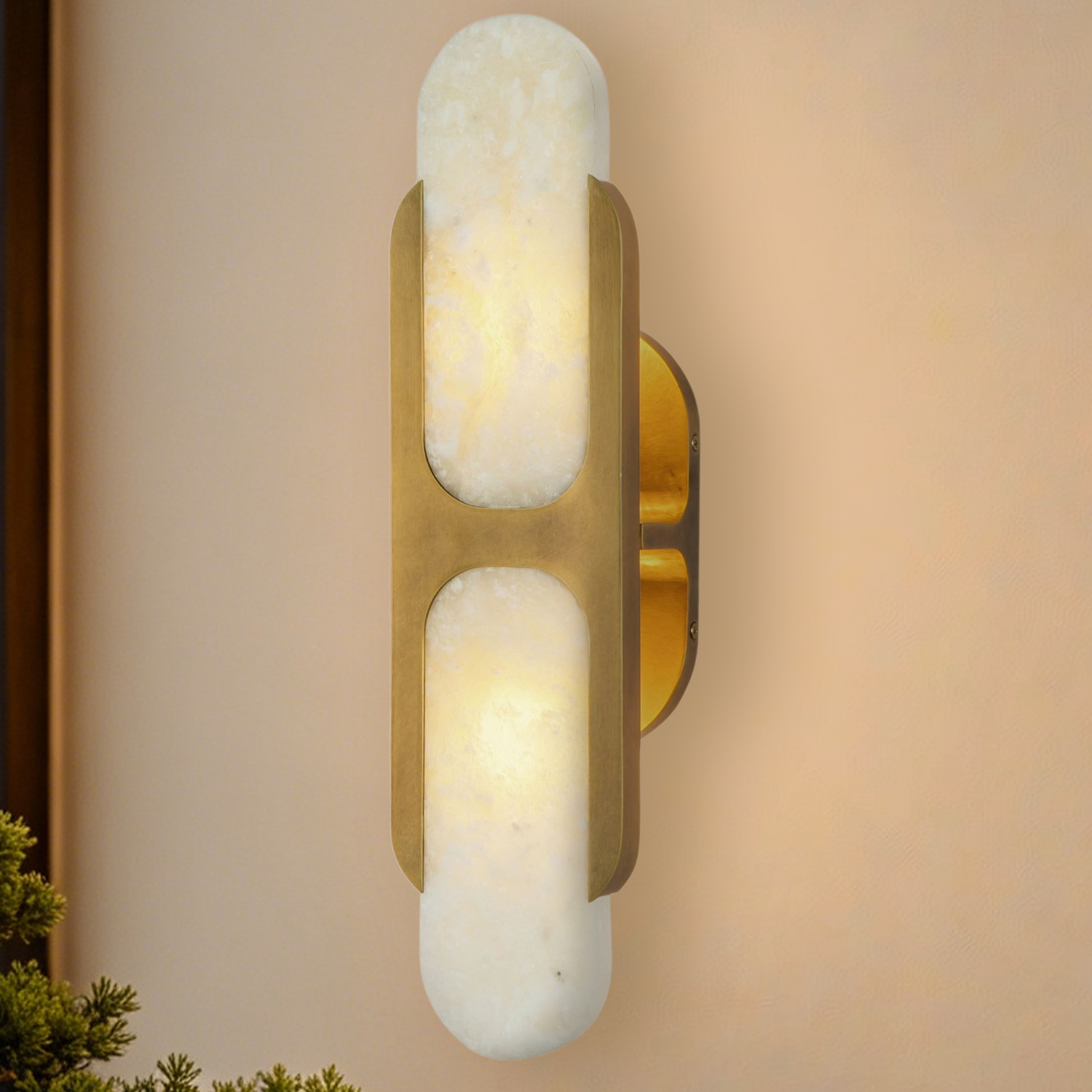 17 Inch Alabaster Wall Sconce, Modern Wall Light ,Wall Lamp for Hallway Bedroom Bathroom - Image 17