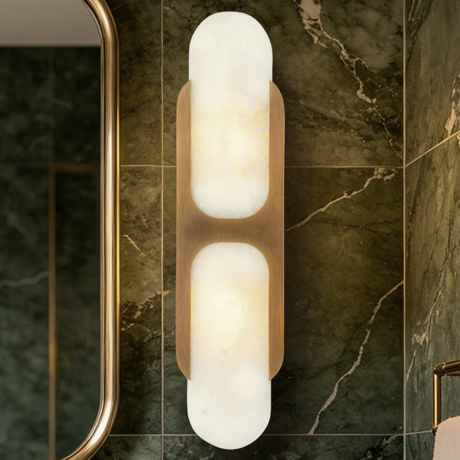17 Inch Alabaster Wall Sconce, Modern Wall Light ,Wall Lamp for Hallway Bedroom Bathroom - Image 12