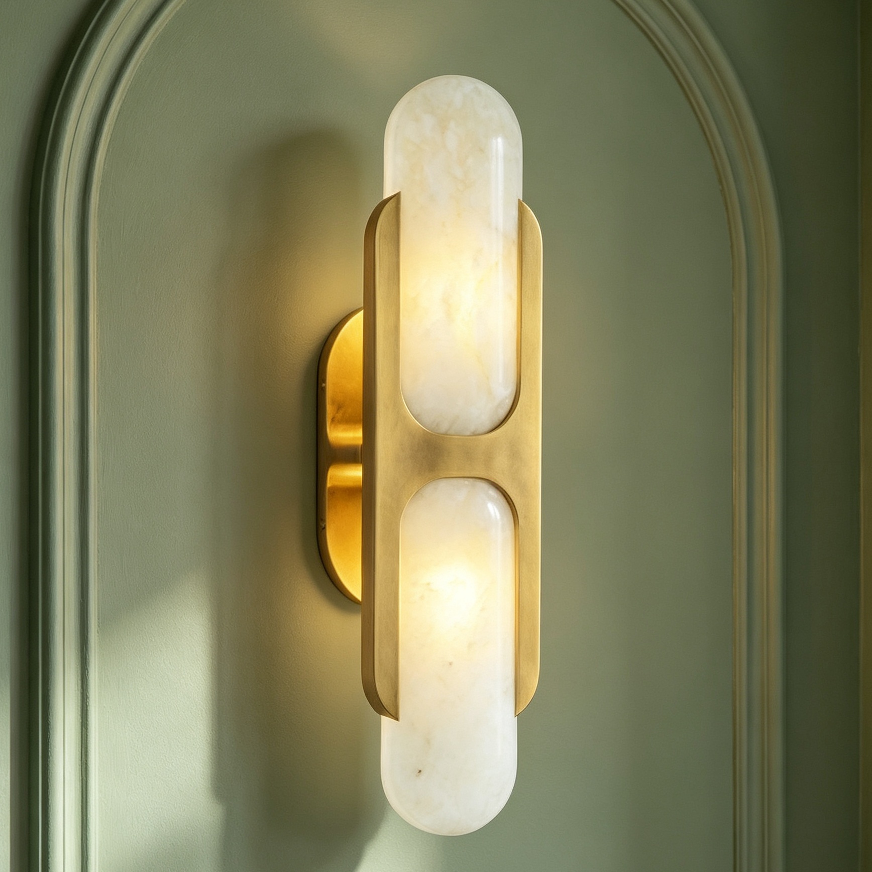 17 Inch Alabaster Wall Sconce, Modern Wall Light ,Wall Lamp for Hallway Bedroom Bathroom - Image 15