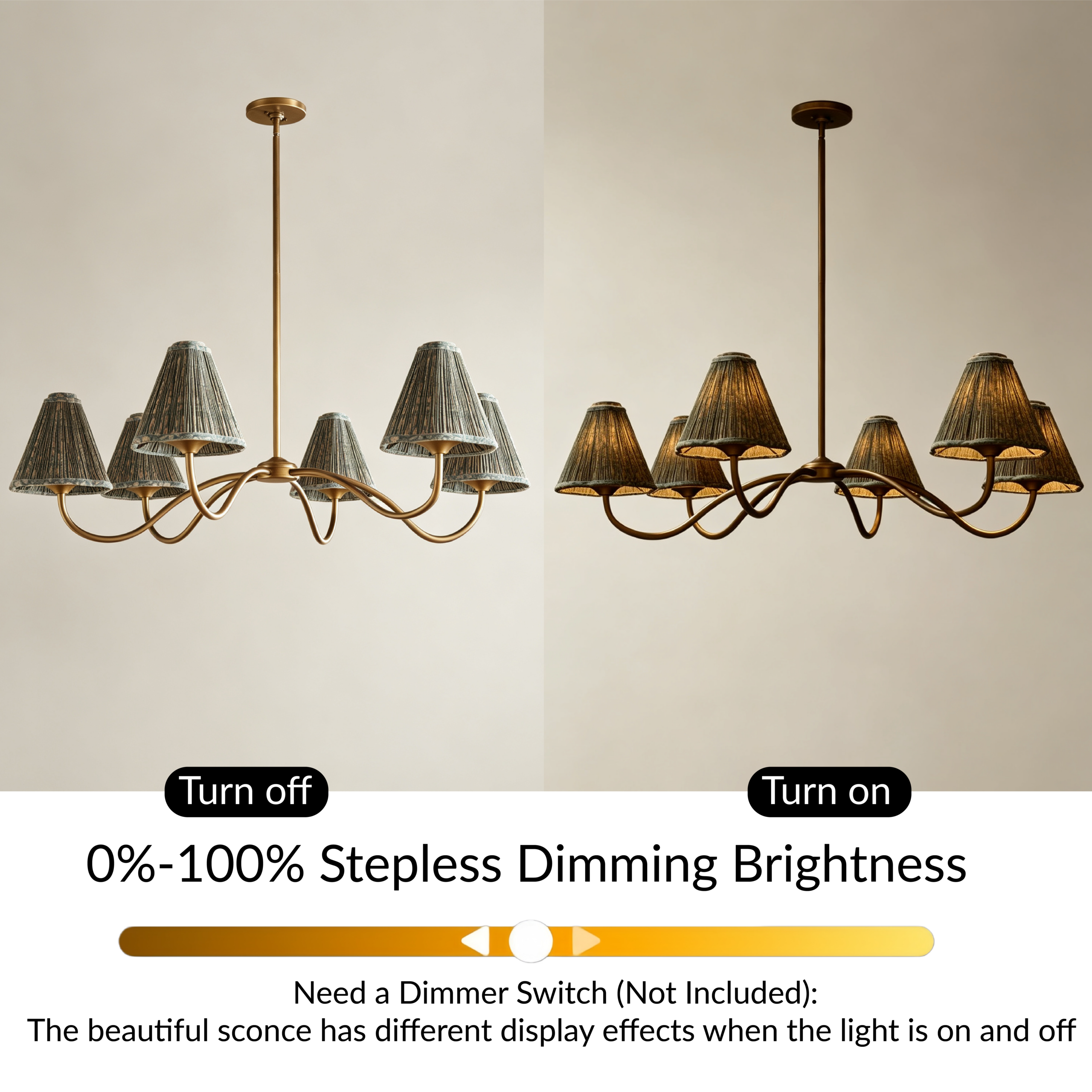 Country Linen Chandelier, 6-Light Floral Textured Pendant Chandelier for Bedroom, Kitchen - Image 24
