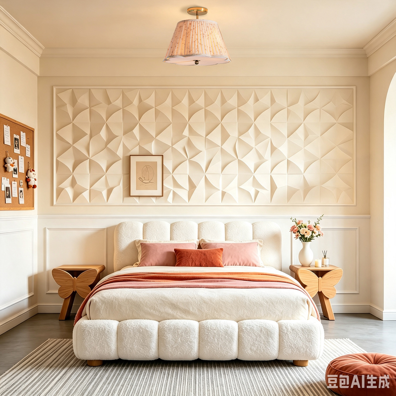 Pleated Starlight Semi Flush Mount, Cotton Star Print Ceiling Lamp, Antique Brass Nursery Light for Bedroom, Kids Room, Hallway - Image 14