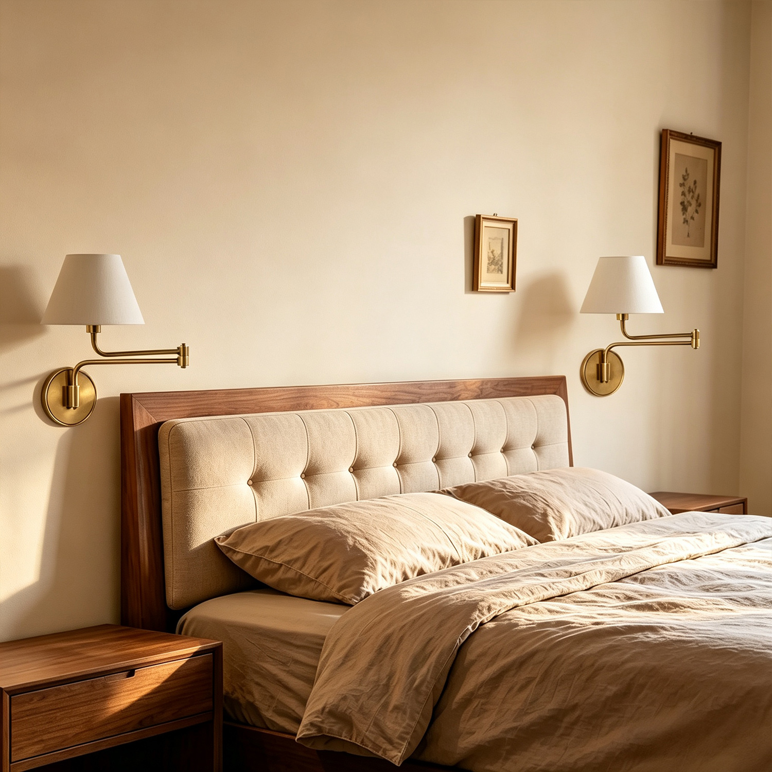 Ivory Silk Articulating Wall Sconce, Brass Swing Arm Wall Lamp, Adjustable Reading Light for Bedroom, Study, Living Room - Image 3
