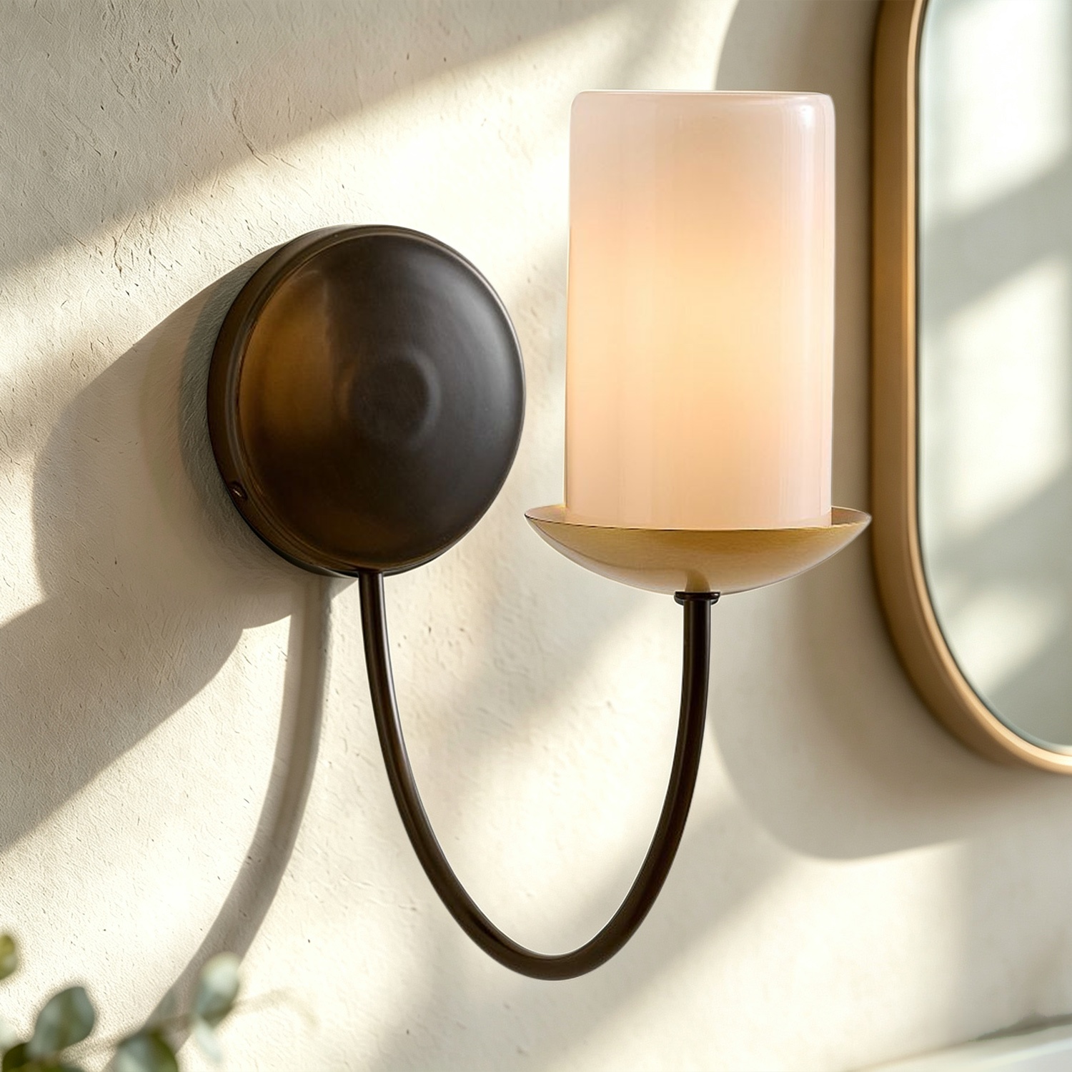 Modern Glass Wall Sconce, 13 Inch Black Wall Lamp for Bedroom, Bathroom, Indoor & Covered Outdoor Use - Image 13