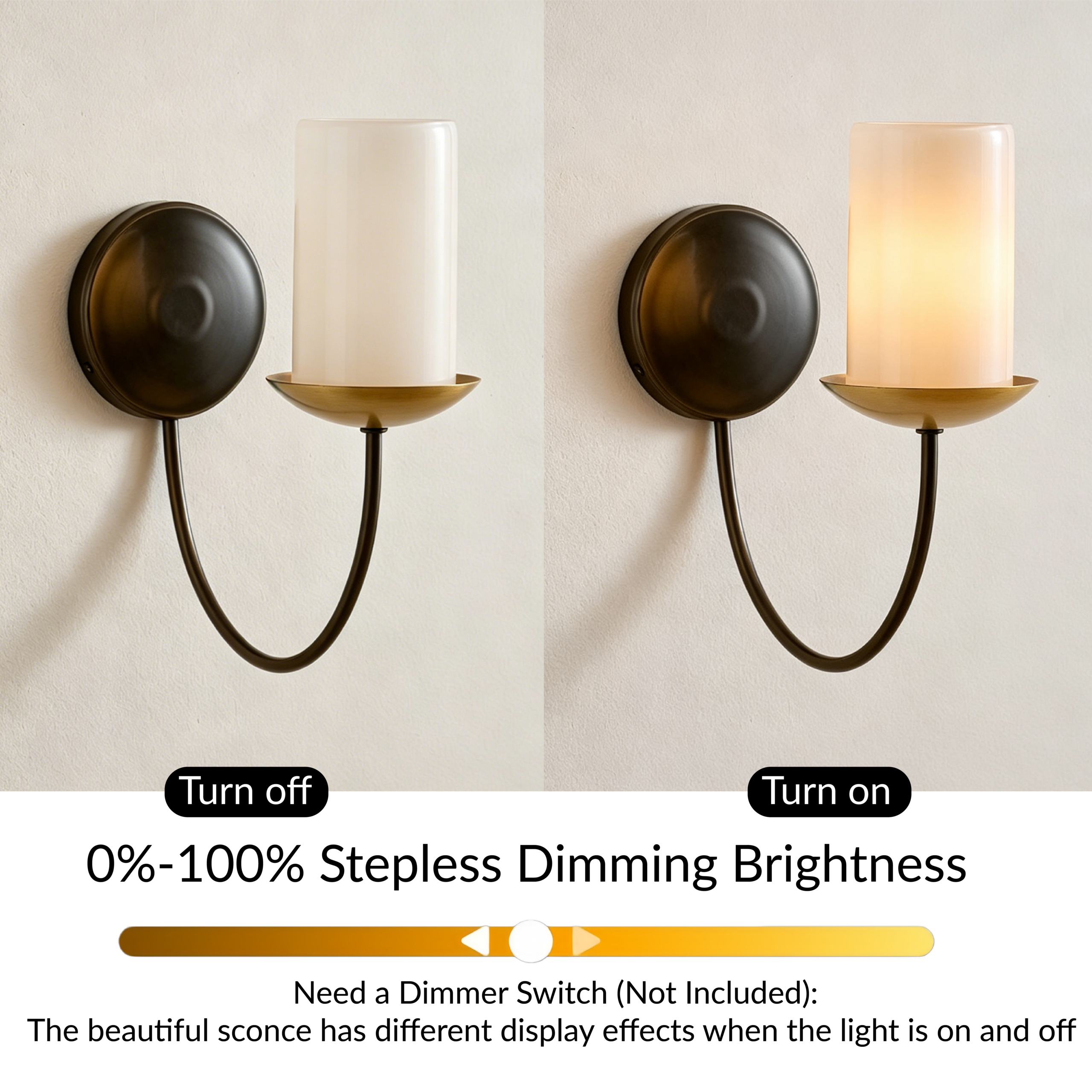 Modern Glass Wall Sconce, 13 Inch Black Wall Lamp for Bedroom, Bathroom, Indoor & Covered Outdoor Use - Image 11