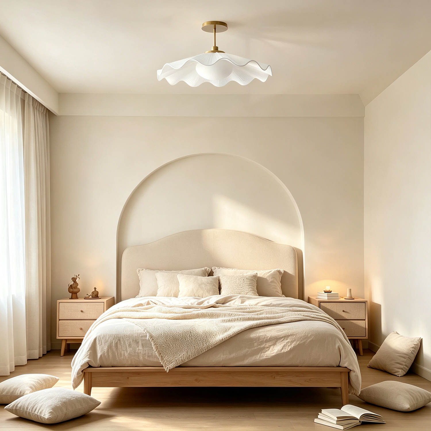 White 24.5 Inch Kids Flush Mount , Artistic style Linen Ceiling Light, Light Fixture for Bedroom, Children's room Living Room, - Image 3