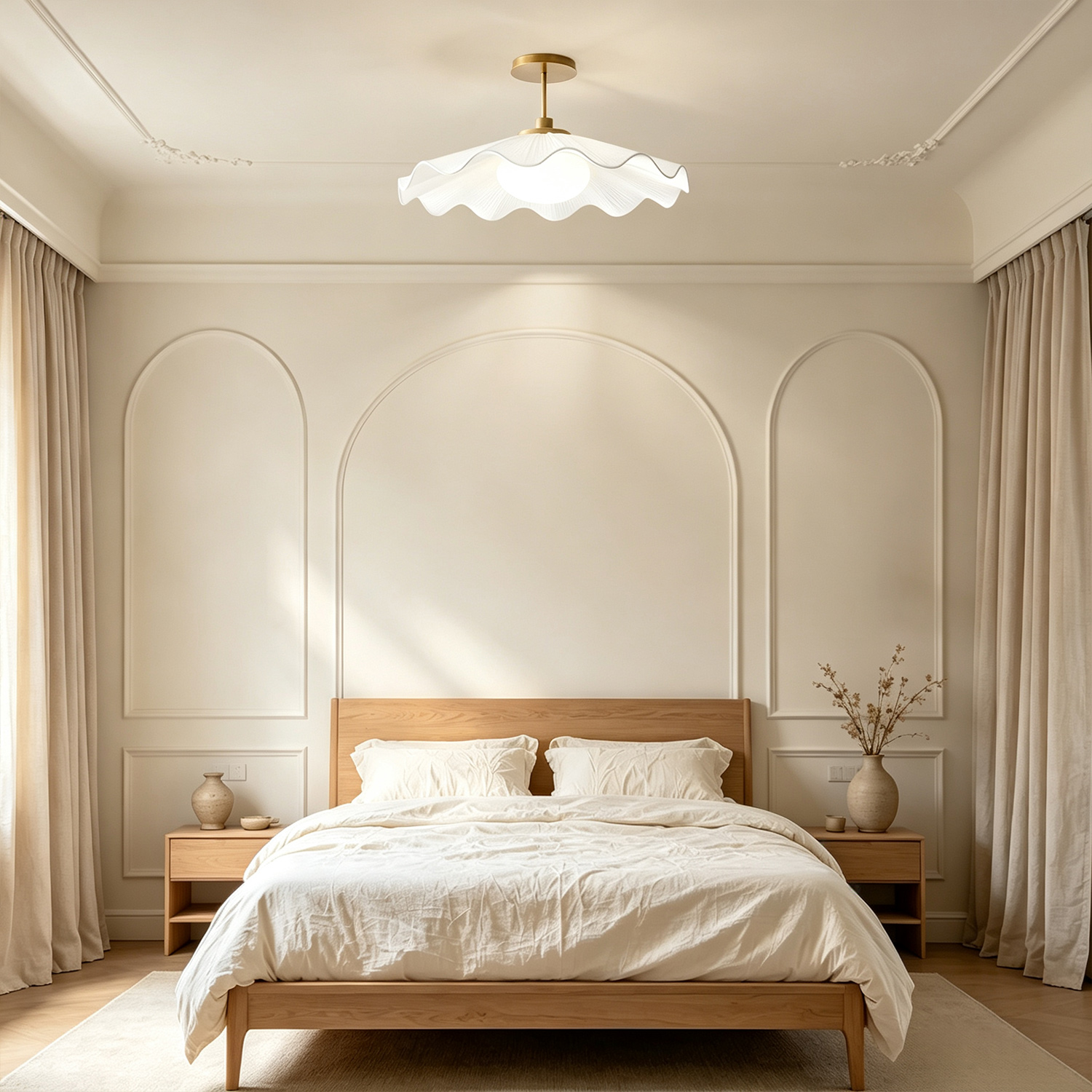 White 24.5 Inch Kids Flush Mount , Artistic style Linen Ceiling Light, Light Fixture for Bedroom, Children's room Living Room, - Image 4
