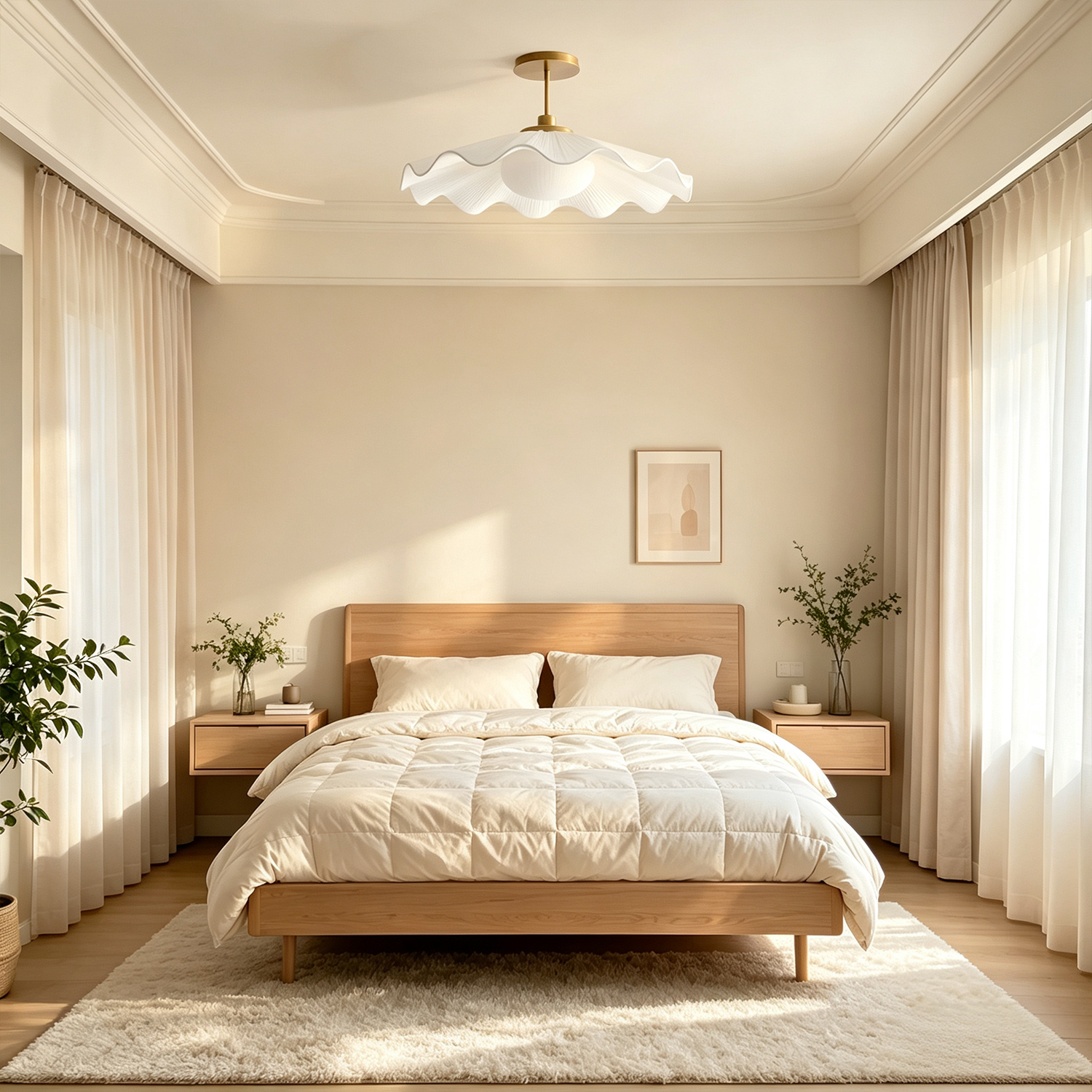 White 24.5 Inch Kids Flush Mount , Artistic style Linen Ceiling Light, Light Fixture for Bedroom, Children's room Living Room, - Image 5