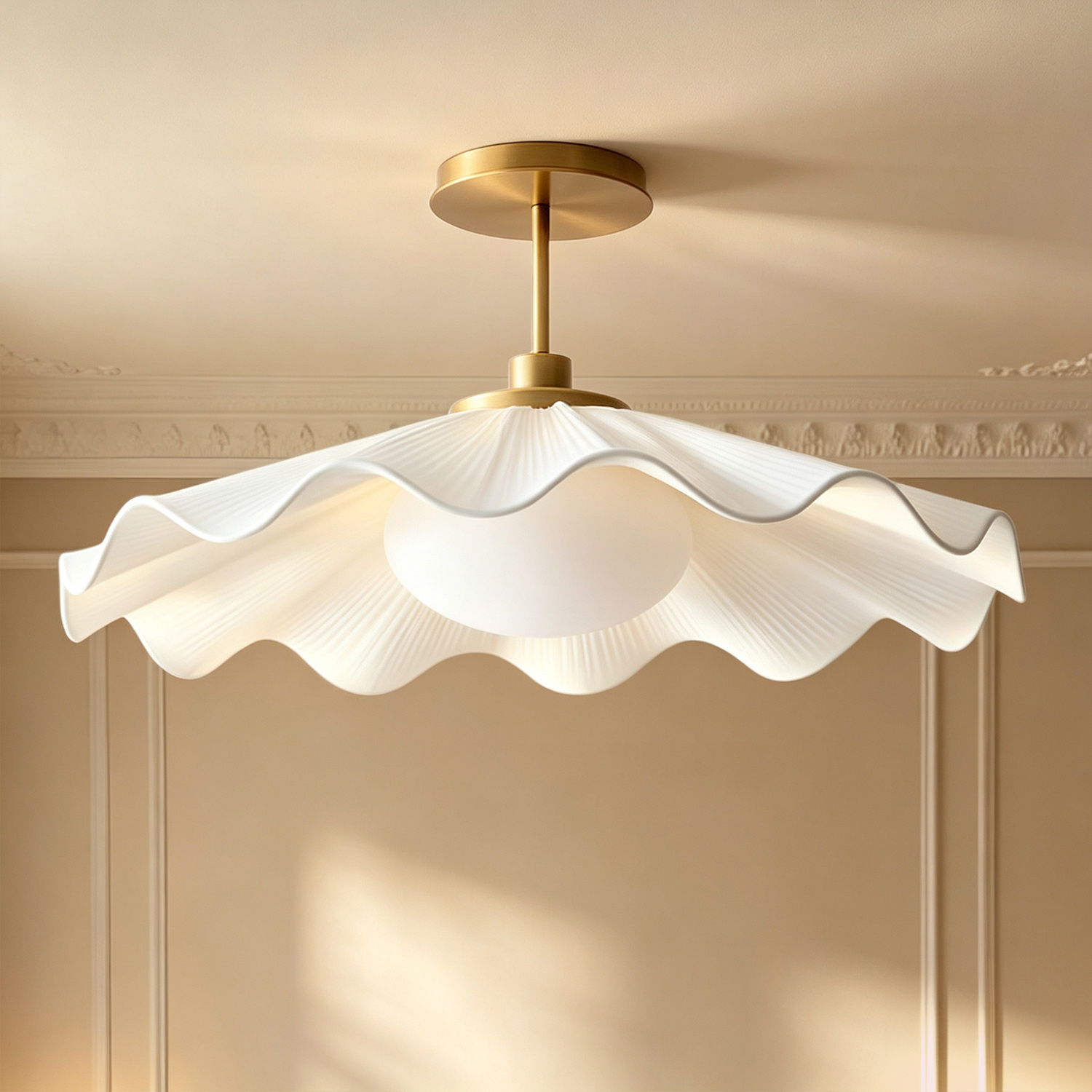 White 24.5 Inch Kids Flush Mount , Artistic style Linen Ceiling Light, Light Fixture for Bedroom, Children's room Living Room, - Image 12