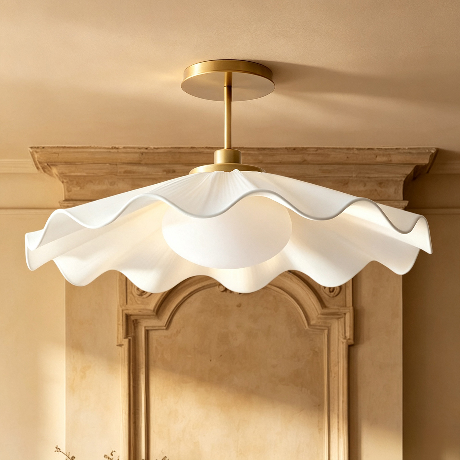 White 24.5 Inch Kids Flush Mount , Artistic style Linen Ceiling Light, Light Fixture for Bedroom, Children's room Living Room, - Image 13